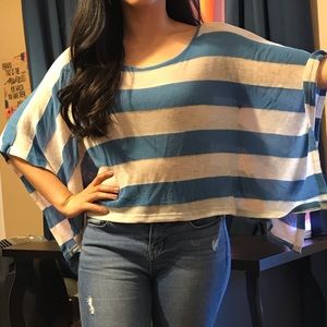 Striped Quarter Sleeve Flowy Blouse